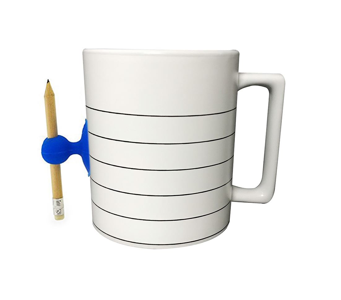 TG-123W ספל ממו לבן בשילוב עפרון