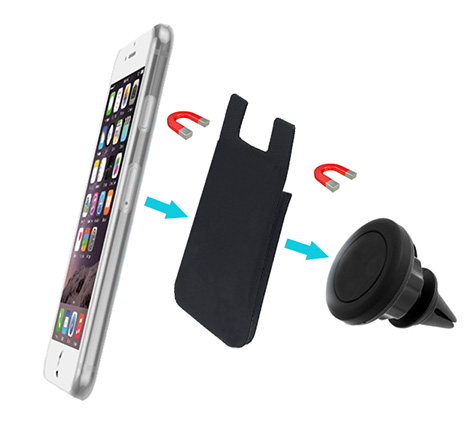 מעמד מגנטי לרכב + מגנט בשילוב כיס סיליקון TG-786