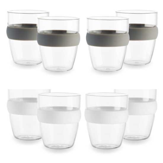 TG-483 סט 4 כוסות זכוכית עם חבק סיליקון 