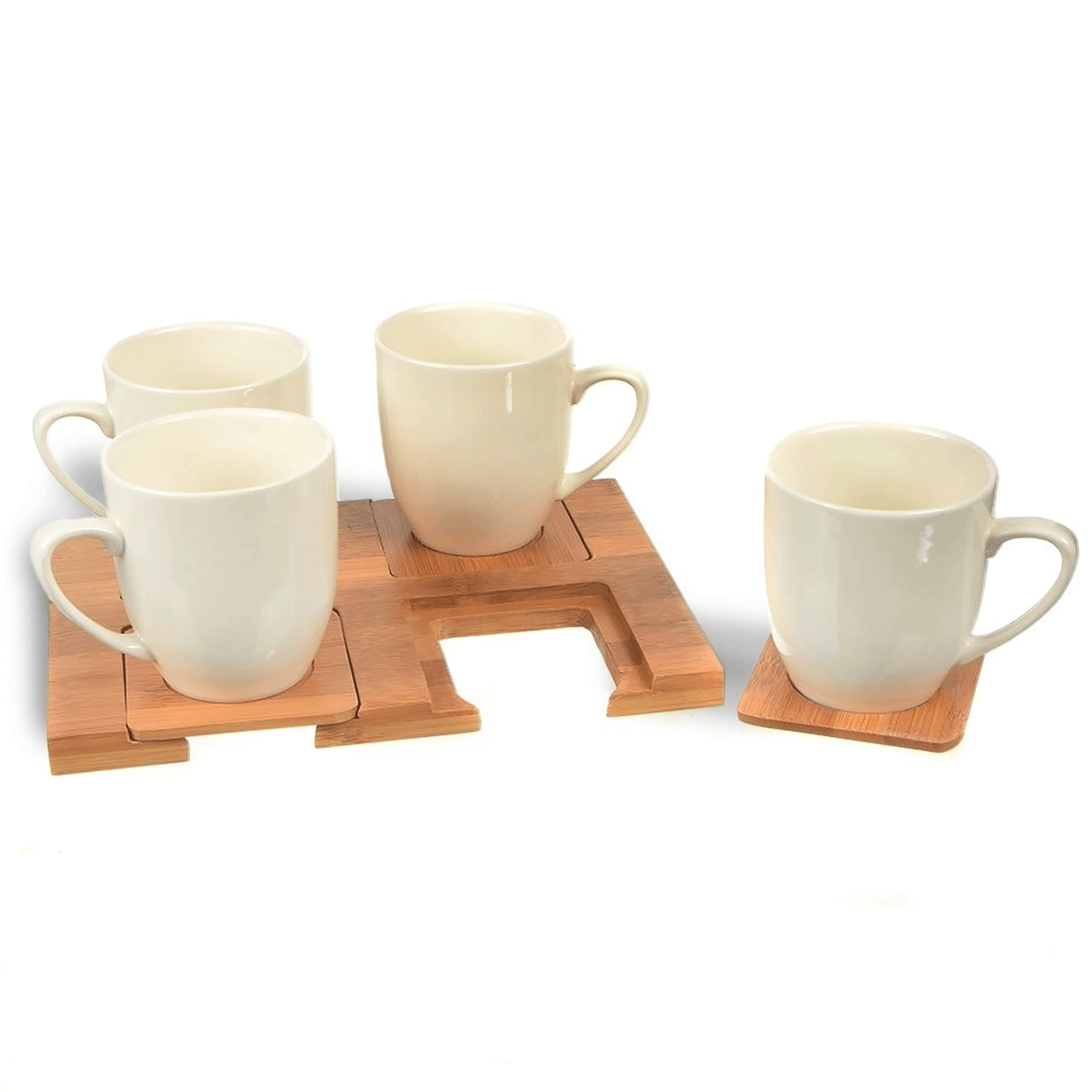 TG-184 סט 4 ספלים ומגש עץ